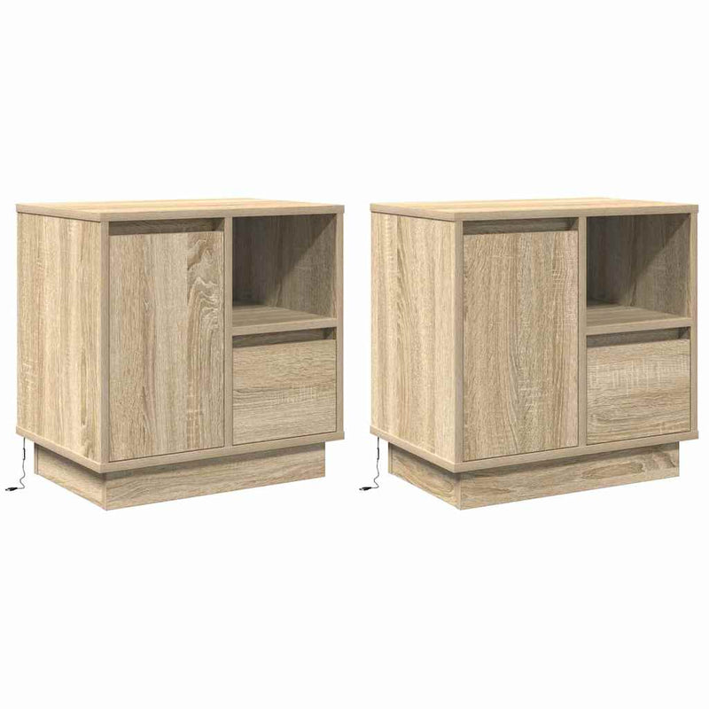 vidaXL Éjjeliszekrény 2 pcs sonoma tölgy 50 x 34.5 x 50 cm Faanyag