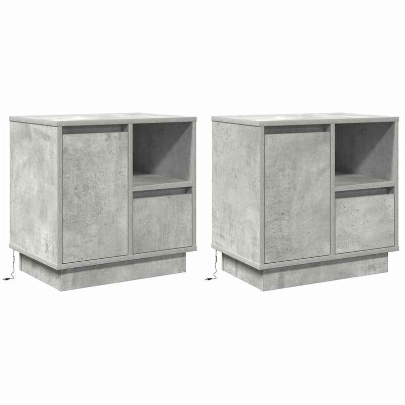 vidaXL Éjjeliszekrény 2 pcs Beton szürke 50 x 34.5 x 50 cm Faanyag