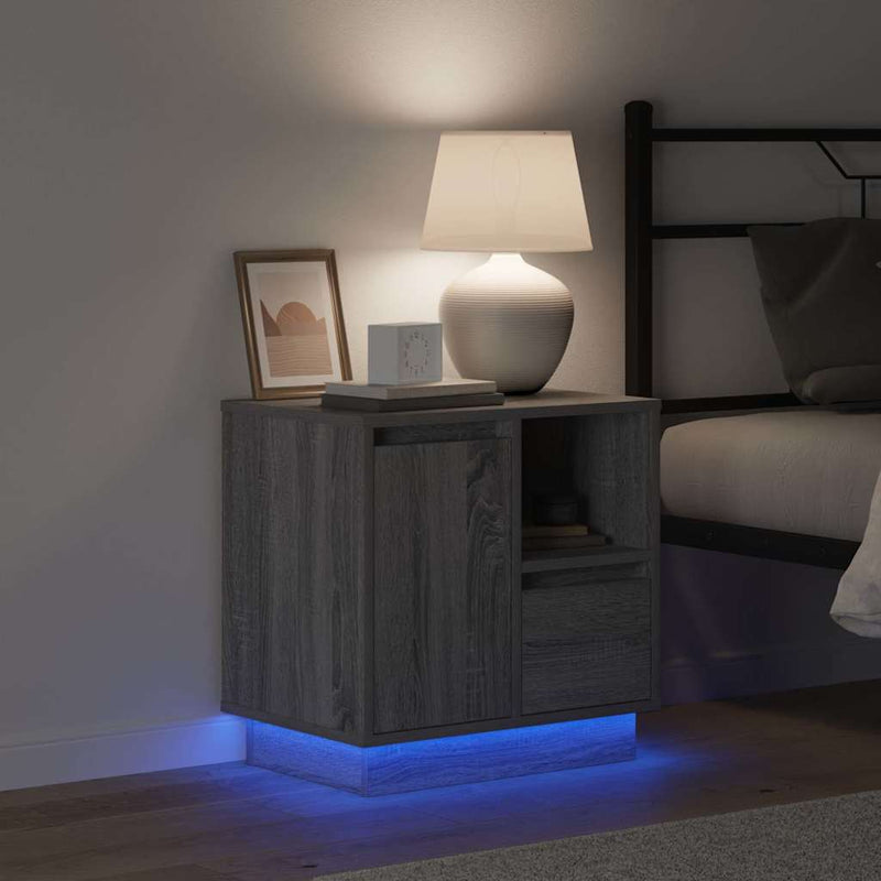 vidaXL Éjjeliszekrény fiókkal Szürke 50 x 34.5 x 50 cm Faanyag