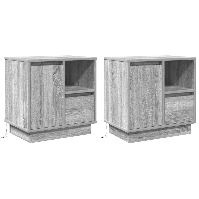 vidaXL Éjjeliszekrény fiókkal 2 pcs Szürke 50 x 34.5 x 50 cm Faanyag