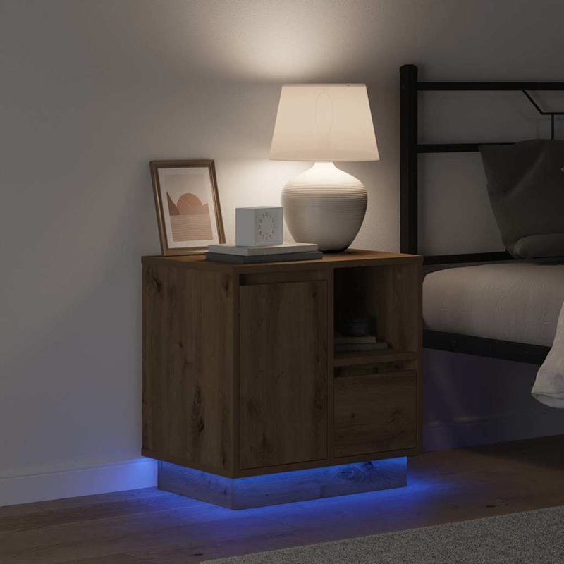 vidaXL Éjjeliszekrény fiókkal kézműves tölgy 50 x 34.5 x 50 cm Faanyag