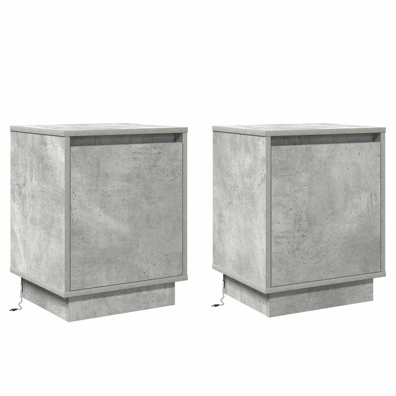 vidaXL Éjjeliszekrény 2 pcs Beton szürke 39 x 34,5 x 50 cm Faanyag
