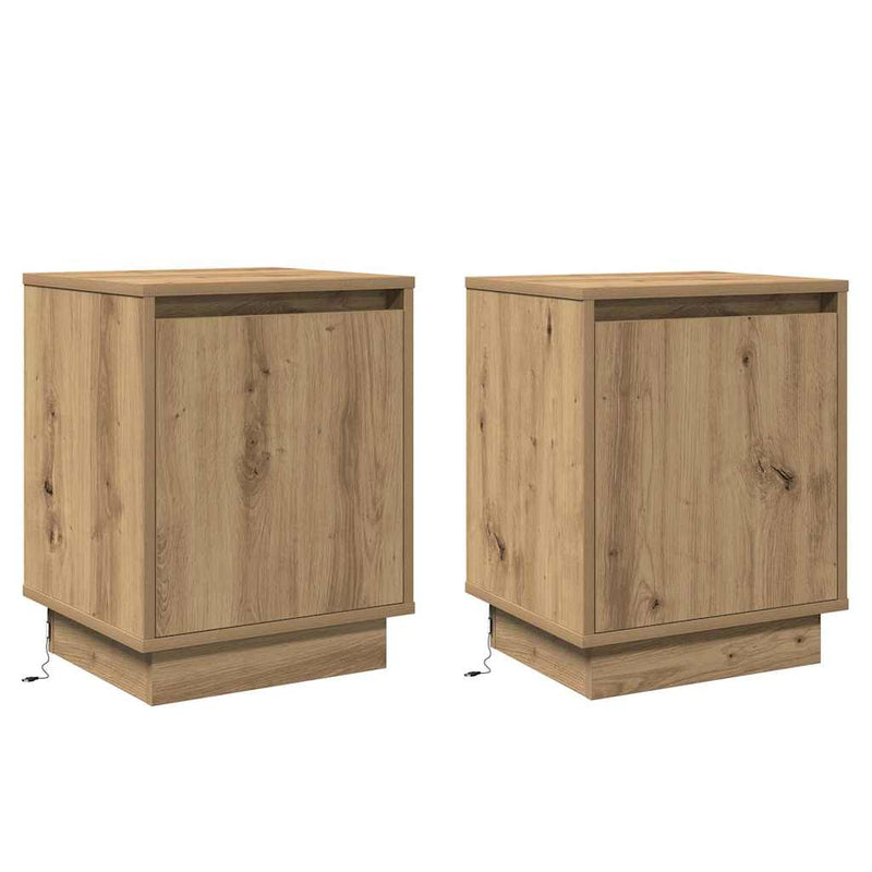 vidaXL Éjjeliszekrény 2 pcs kézműves tölgy 39 x 34,5 x 50 cm Faanyag