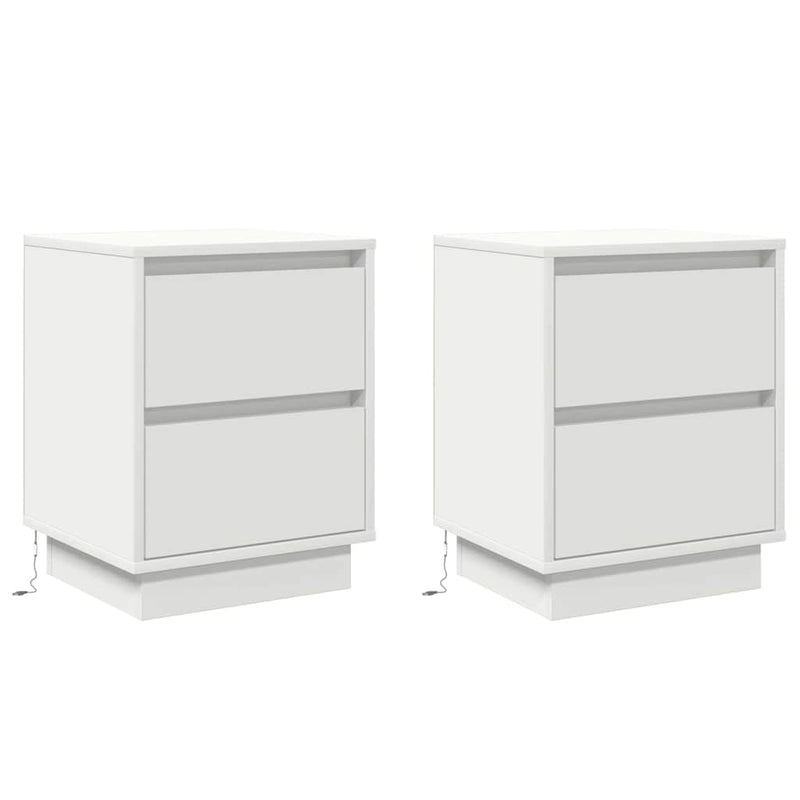 vidaXL Éjjeliszekrény fiókkal 2 pcs Fehér 39 x 34,5 x 50 cm Faanyag