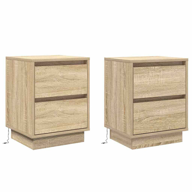 vidaXL Éjjeliszekrény 2 pcs sonoma tölgy 39 x 34,5 x 50 cm Faanyag