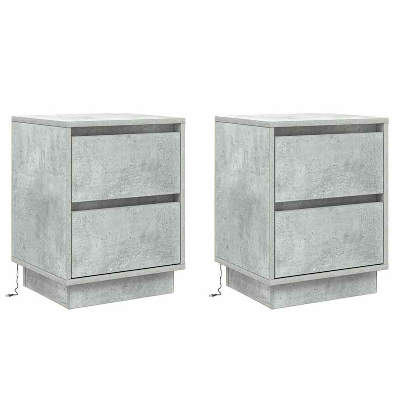 vidaXL Éjjeliszekrény 2 pcs Beton szürke 39 x 34,5 x 50 cm Faanyag