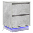 vidaXL Éjjeliszekrény 2 pcs Beton Szürke 39 x 34,5 x 50 cm Faanyag