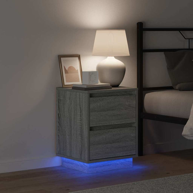 vidaXL Éjjeliszekrény fiókkal 2 pcs Szürke 39 x 34,5 x 50 cm Faanyag