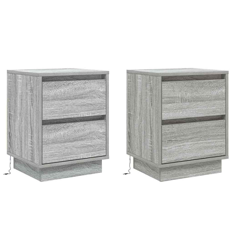 vidaXL Éjjeliszekrény fiókkal 2 pcs Szürke 39 x 34,5 x 50 cm Faanyag