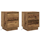 vidaXL Éjjeliszekrény fiókkal 2 pcs Öreg fa 39 x 34,5 x 50 cm Faanyag
