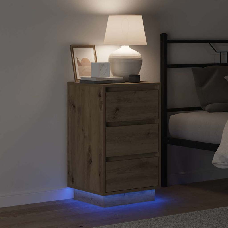 vidaXL Éjjeliszekrény fiókkal kézműves tölgy 39 x 34.5 x 65 cm Faanyag