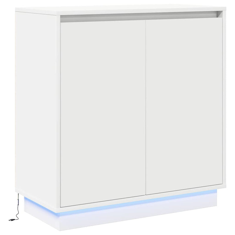 vidaXL Komód LED -es lámpákkal ajtóval Fehér 71 x 34.5 x 75 cm Faanyag
