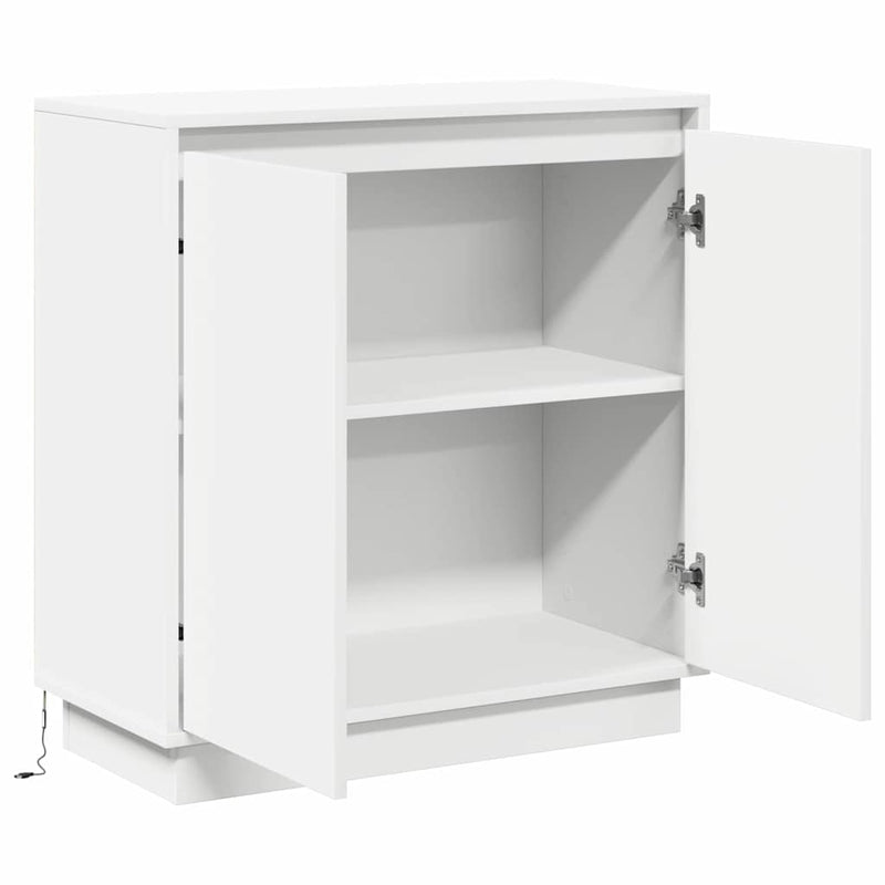 vidaXL Komód LED -es lámpákkal ajtóval Fehér 71 x 34.5 x 75 cm Faanyag