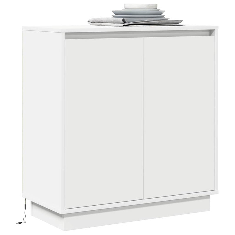 vidaXL Komód LED -es lámpákkal ajtóval Fehér 71 x 34.5 x 75 cm Faanyag
