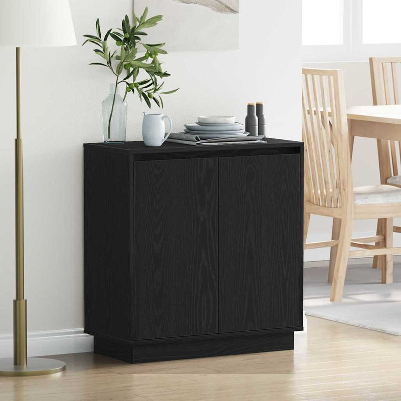vidaXL Komód LED -es lámpákkal Fekete tölgy 71 x 34.5 x 75 cm Faanyag