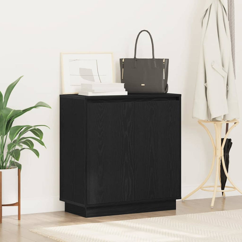 vidaXL Komód LED -es lámpákkal Fekete tölgy 71 x 34.5 x 75 cm Faanyag