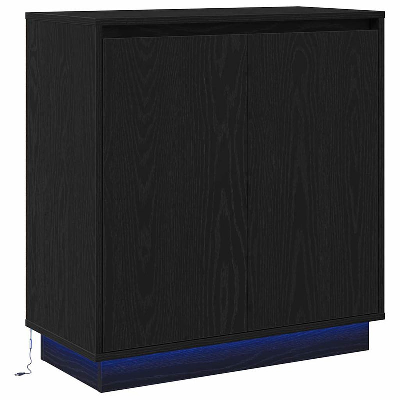 vidaXL Komód LED -es lámpákkal Fekete tölgy 71 x 34.5 x 75 cm Faanyag