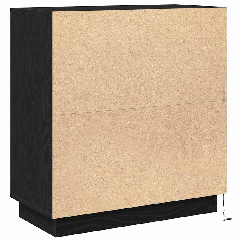 vidaXL Komód LED -es lámpákkal Fekete tölgy 71 x 34.5 x 75 cm Faanyag
