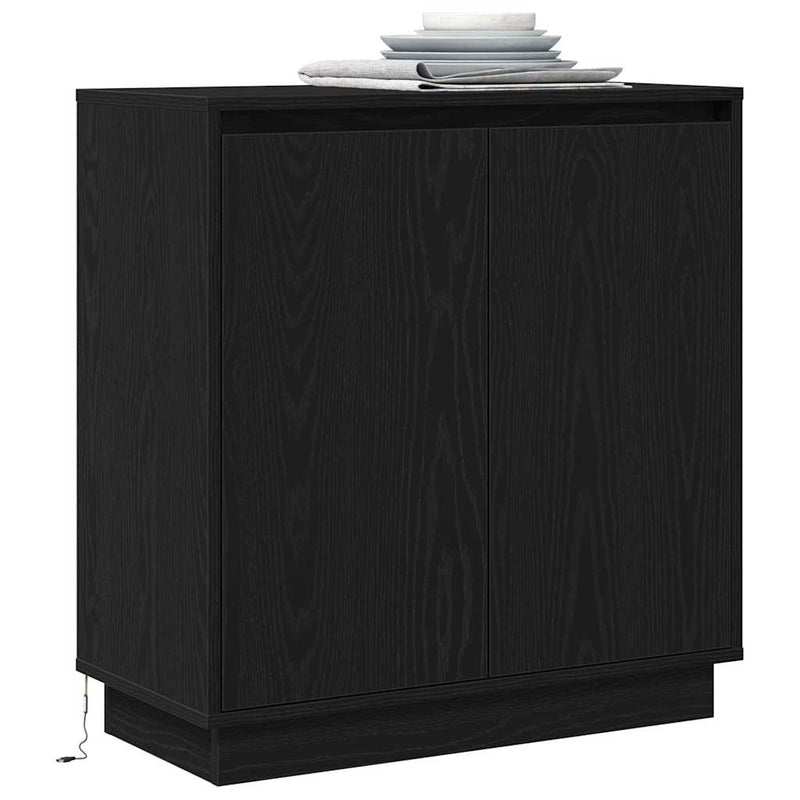 vidaXL Komód LED -es lámpákkal Fekete tölgy 71 x 34.5 x 75 cm Faanyag