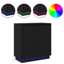 vidaXL Komód LED -es lámpákkal Fekete tölgy 71 x 34.5 x 75 cm Faanyag