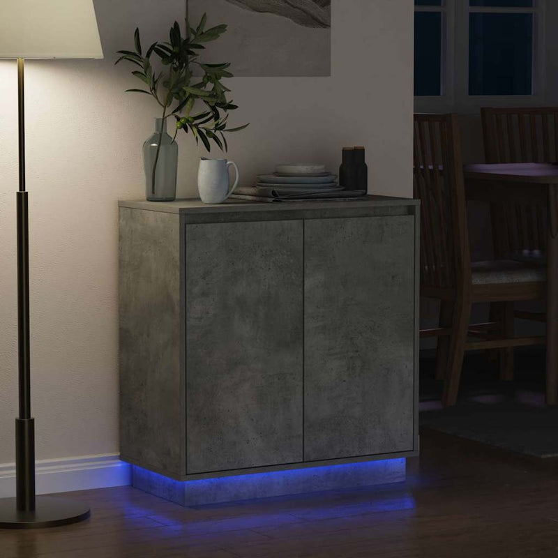 vidaXL Komód LED -es lámpákkal Beton Szürke 71 x 34.5 x 75 cm Faanyag
