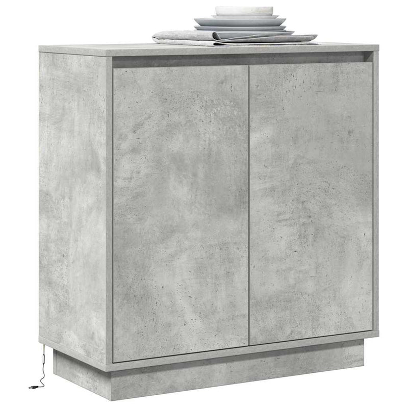 vidaXL Komód LED -es lámpákkal Beton Szürke 71 x 34.5 x 75 cm Faanyag