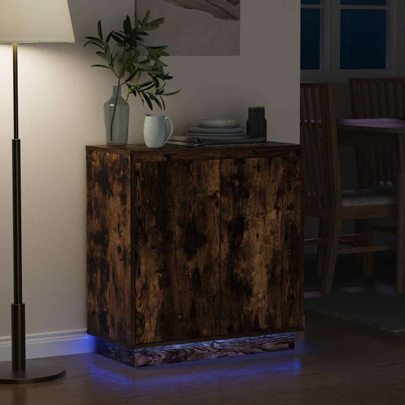 vidaXL Komód LED -es lámpákkal Füstölt tölgy 71 x 34.5 x 75 cm Faanyag
