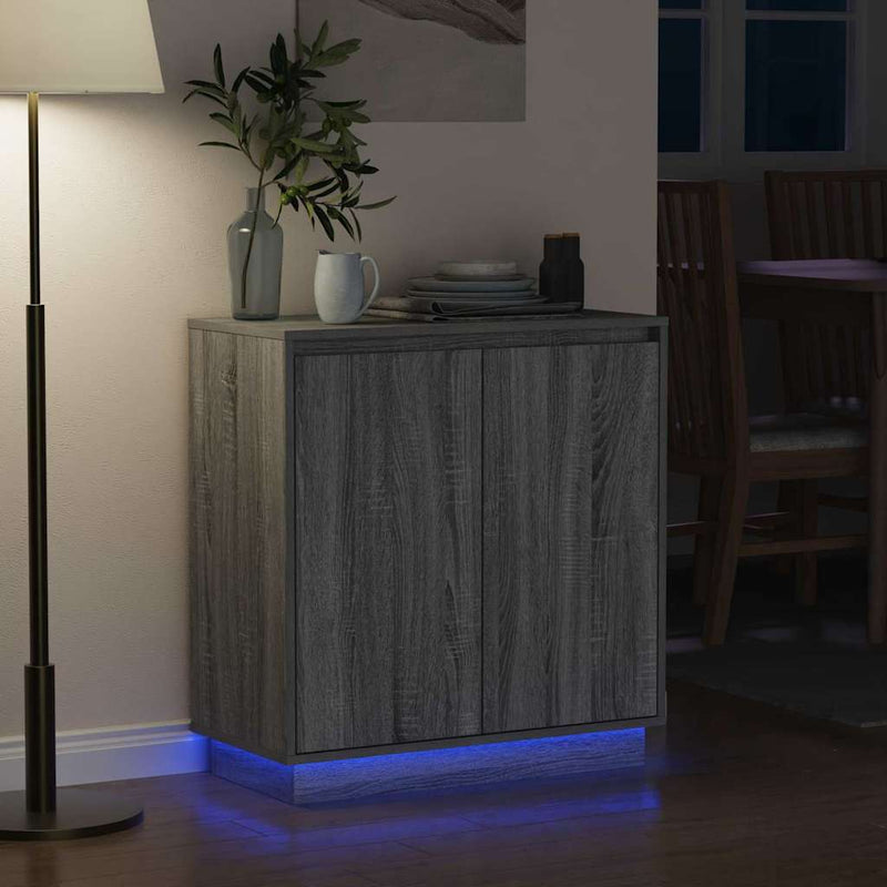 vidaXL Komód LED -es lámpákkal Szürke Sonoma 71 x 34.5 x 75 cm Faanyag