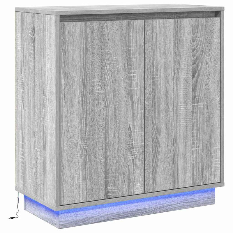 vidaXL Komód LED -es lámpákkal Szürke Sonoma 71 x 34.5 x 75 cm Faanyag
