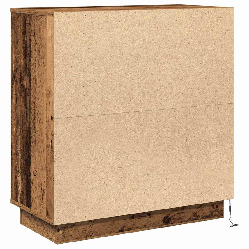 vidaXL Komód LED -es lámpákkal Öreg fa 71 x 34.5 x 75 cm Faanyag
