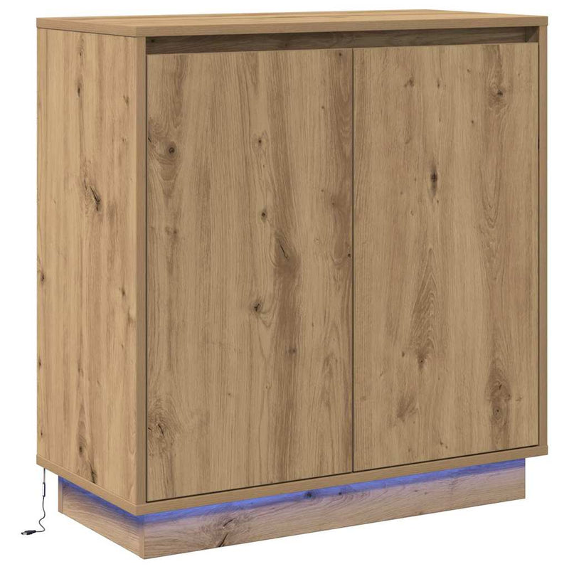 vidaXL Komód LED -es lámpákkal Artisan tölgy 71 x 34.5 x 75 cm Faanyag