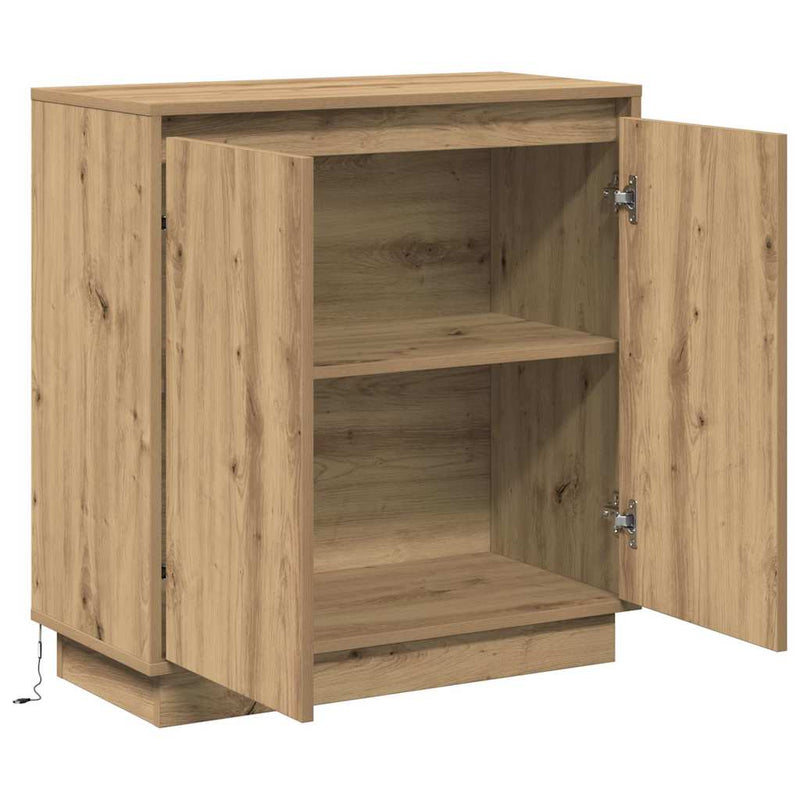 vidaXL Komód LED -es lámpákkal Artisan tölgy 71 x 34.5 x 75 cm Faanyag