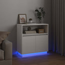 vidaXL LED tálaló LED -es lámpákkal Fehér 71 x 34,5 x 75 cm Faanyag