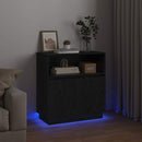 vidaXL LED tálaló Fekete tölgy 71 x 34,5 x 75 cm Faanyag