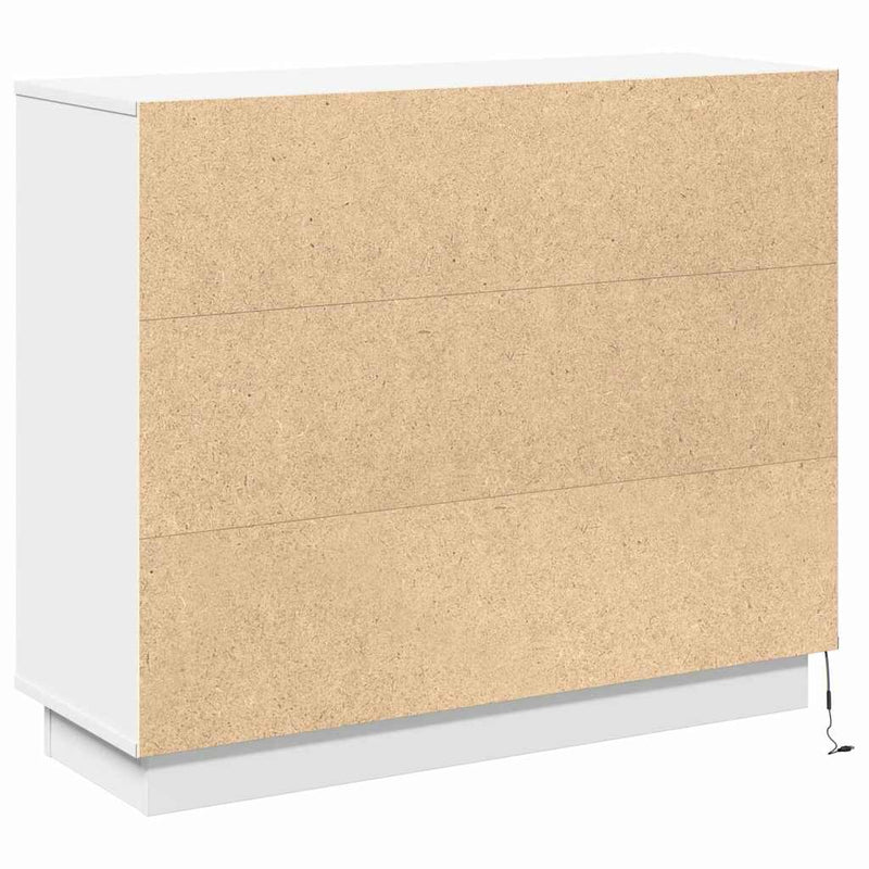 vidaXL Oldalszekrény LED -es lámpákkal Fehér 90 x 32 x 75 cm Faanyag