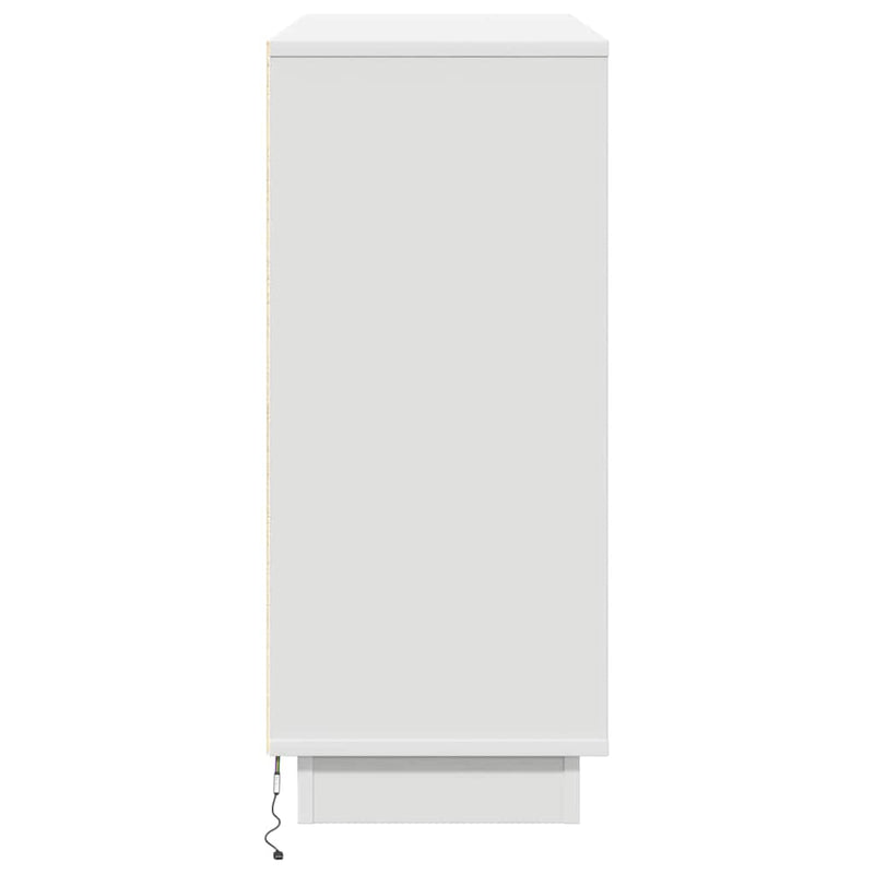 vidaXL Oldalszekrény LED -es lámpákkal Fehér 90 x 32 x 75 cm Faanyag