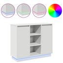 vidaXL Oldalszekrény LED -es lámpákkal Fehér 90 x 32 x 75 cm Faanyag