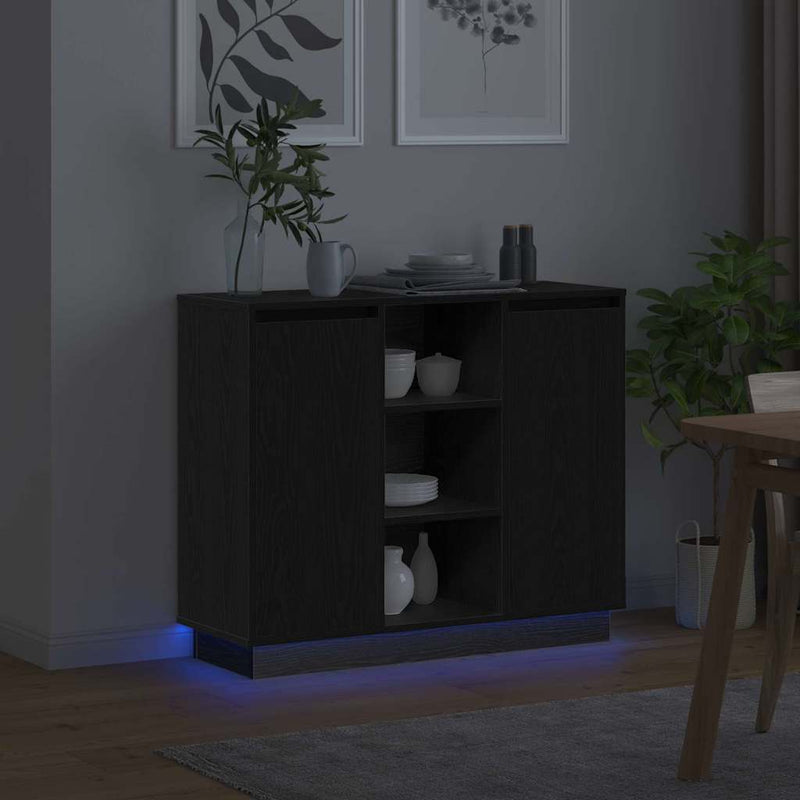 vidaXL Oldalszekrény polcokkal Fekete tölgy 90 x 32 x 75 cm Faanyag