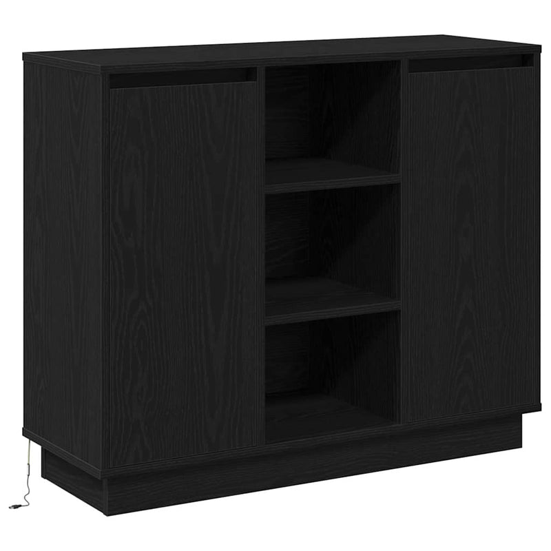 vidaXL Oldalszekrény polcokkal Fekete tölgy 90 x 32 x 75 cm Faanyag