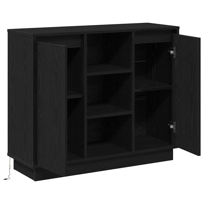 vidaXL Oldalszekrény polcokkal Fekete tölgy 90 x 32 x 75 cm Faanyag