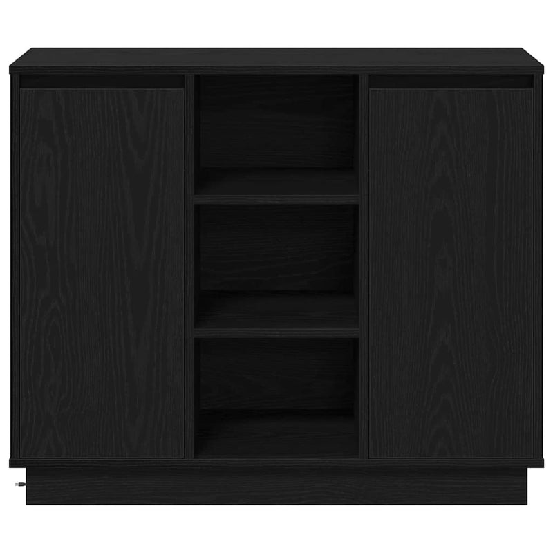 vidaXL Oldalszekrény polcokkal Fekete tölgy 90 x 32 x 75 cm Faanyag