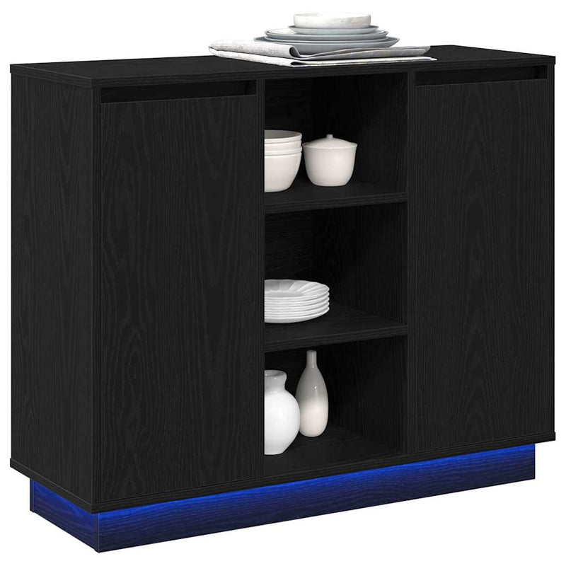 vidaXL Oldalszekrény polcokkal Fekete tölgy 90 x 32 x 75 cm Faanyag