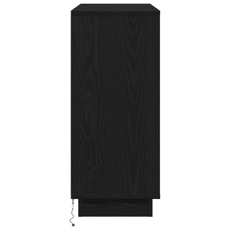 vidaXL Oldalszekrény polcokkal Fekete tölgy 90 x 32 x 75 cm Faanyag