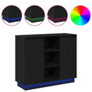 vidaXL Oldalszekrény polcokkal Fekete tölgy 90 x 32 x 75 cm Faanyag