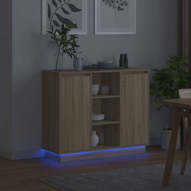 vidaXL Oldalszekrény polcokkal Sonoma tölgy 90 x 32 x 75 cm Faanyag