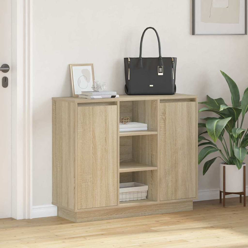 vidaXL Oldalszekrény polcokkal Sonoma tölgy 90 x 32 x 75 cm Faanyag