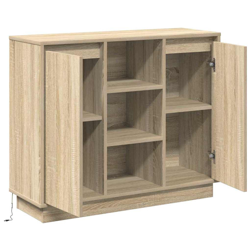 vidaXL Oldalszekrény polcokkal Sonoma tölgy 90 x 32 x 75 cm Faanyag