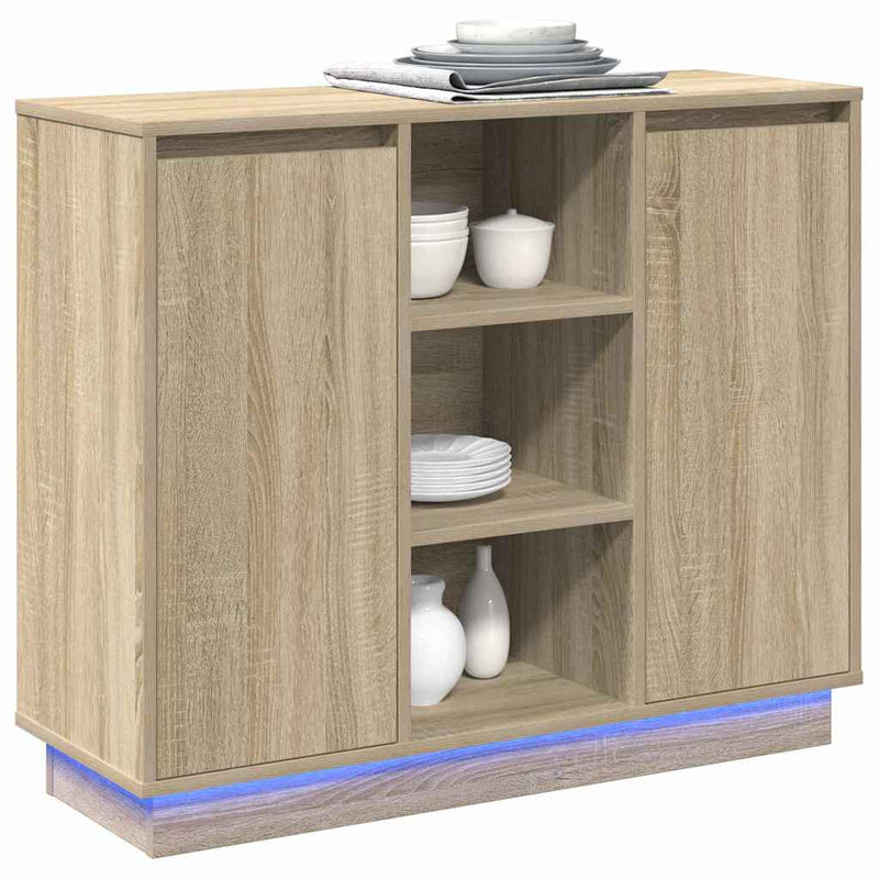 vidaXL Oldalszekrény polcokkal Sonoma tölgy 90 x 32 x 75 cm Faanyag