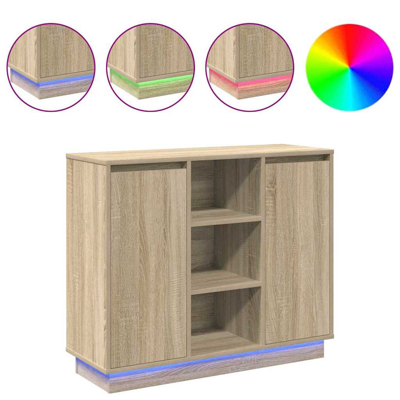 vidaXL Oldalszekrény polcokkal Sonoma tölgy 90 x 32 x 75 cm Faanyag