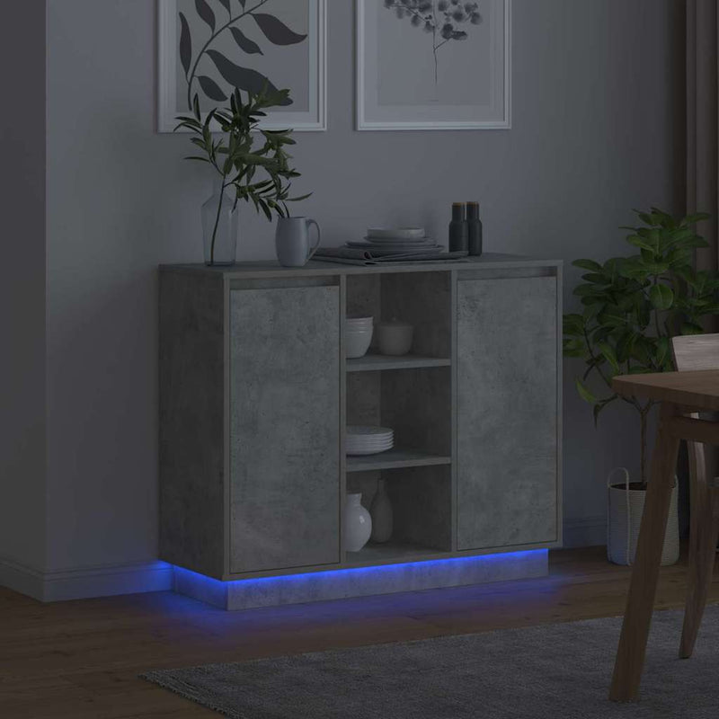 vidaXL Oldalszekrény polcokkal Beton Szürke 90 x 32 x 75 cm Faanyag
